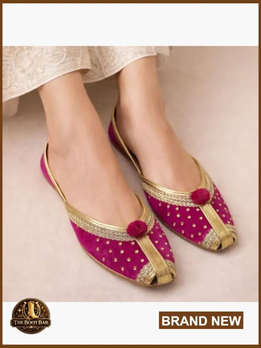 Handmade Velvet & Leather Khussa Shoes Punjabi Jutti Ballet Flats